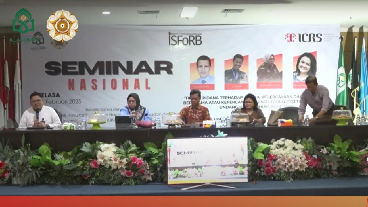 ISFoRB, ICRS UGM, FUF, dan FSH UIN Alauddin Makassar Gelar Seminar Nasional Bahas Tindak Pidana terh