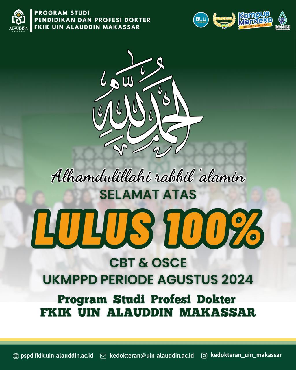 Gambar Mahasiswa Prodi Profesi Dokter UIN Alauddin Lulus 100% pada UKMPPD Periode Agustus 2024