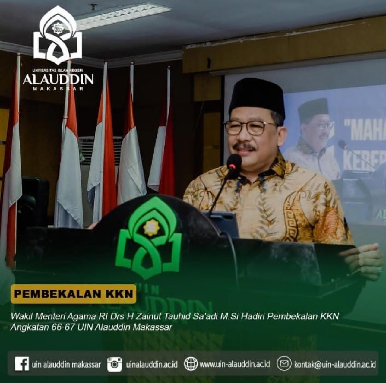 Gambar Wakil Menteri Agama RI Hadiri Pembekalan KKN Angkatan 66-67 UIN Alauddin