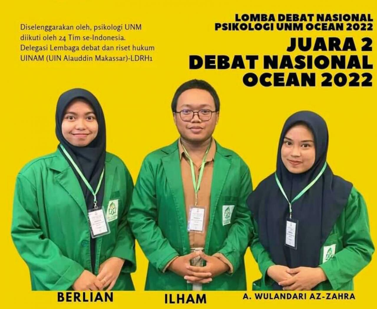 TIM Dari UIN Alauddin Sabet Juara II Debat Nasional Ocean 2022. - UIN ...