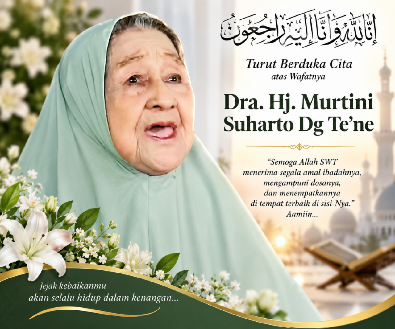 Gambar Jejak Panjang Sang Seniwati, Dra. Hj. Murtini Suharto Daeng Te’ne
